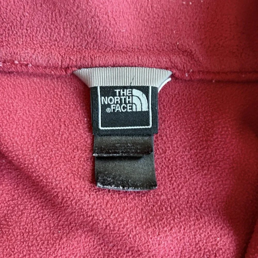 The North Face Mens Full Zip Fleece Jacket Solid Red Medium Lightweight Hiking